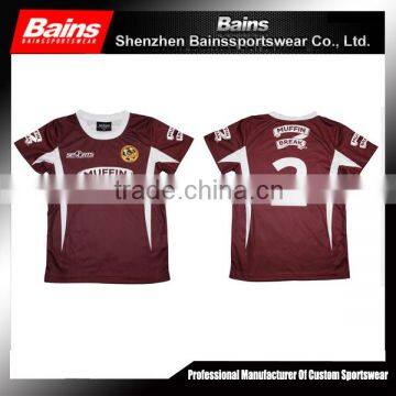 140GSM 100% polyester custom team football shirt maker soccer jersey manufacturer