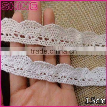 DIY One Side 0.61" Facotyr Wholesale Cheap Natural White 100% Cotton Lace Trim Yard for Dress Graments