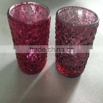 mercury peal red top glass candle holder