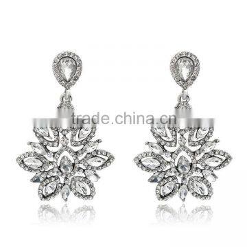 New Charm Fashion Crystal Rhinestone Water Drop Leaf Flower Dangle Drop Earrings photo-4