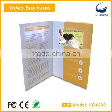 customized high quality 4.3 inch lcd screen video book brochure greeting card VC4300