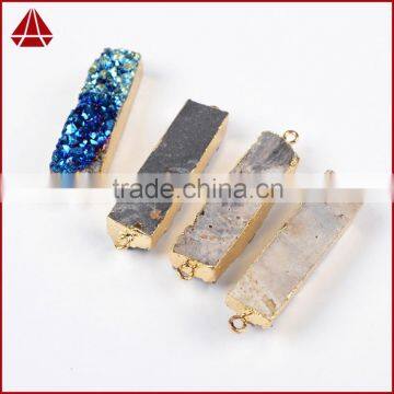 Bicolor Titanium Druzy Bar Connector-blue, Silbver, Green photo-6