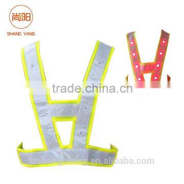 Reflectice V shape Flashing LED Safety Vest for security traffic