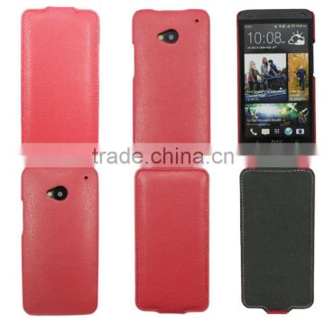 Fashion red mobile phone pu leather flip case cover for htc one m7