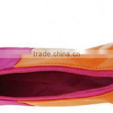 Faux Leather With Canvas Design Cosmetic Bag photo-3