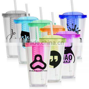 Food grade 450ml/16oz insulated fruit infuser tumbler with straw