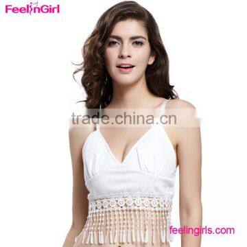 Fashion White Dance Fringe Girls Dance Crop Tops photo-3