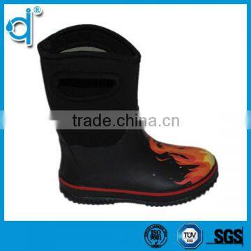 Hole Warming Fire Printed Neoprene Rubber Rain Boots Wholesale