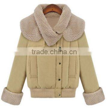 European Style 2015 Newest Winter Women's Lapel Lambs Wool Cotton Jacket photo-3