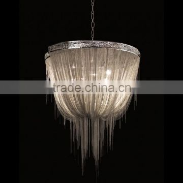 Luxury decorative chain chandelier chrome aluminum lighting furniture for project