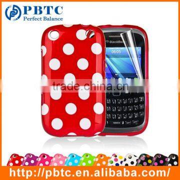 Set Screen Protector And Case For Blackberry 9320 , Polka Dots Gel TPU Case For Cell Phone photo-2