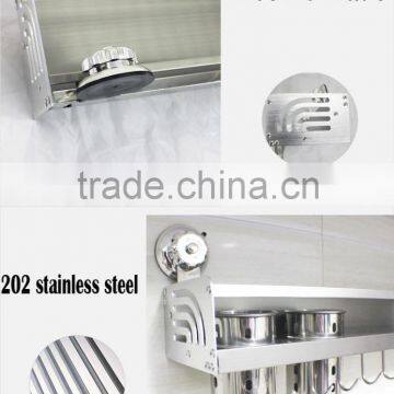 2016 No Drilling No Screw Easy Installation Stainless Steel Wall Mounted Kitchen Storage Rack With Strong Vacuum Suction Hook