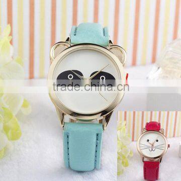 2016 Creative fashion Cartoon Unisex cheap children watches cute lovely panda cat bear watch faces fancy watches for kids wrist