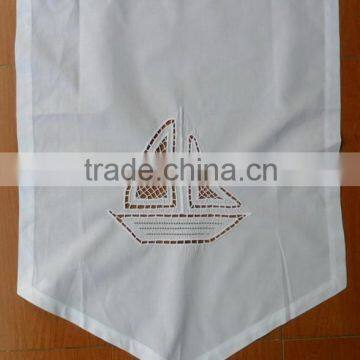 Hand embroidered white cotton curtain-design 13