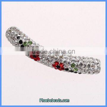 Wholesale 50mm High Quality Shamballa Rhinestone Curved Jewelry Tubes Bead CTB-067B