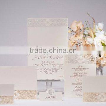 Intricate Laser Cut Lace White Personalised Luxury Wedding Day Invitation