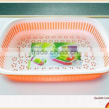 Kitchen plastic baske with water seperator,fruit and vegetable ,plastic basket double wall basket