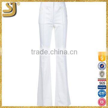 Fashionable Women's White cotton Flared pants