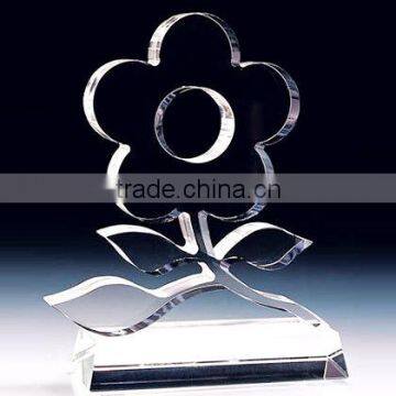 Blank flower shape Crystal Glass Awards Plaque with Engrave