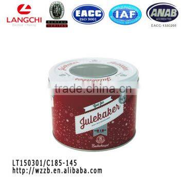 Printed food grade biscuit tin can with PET window