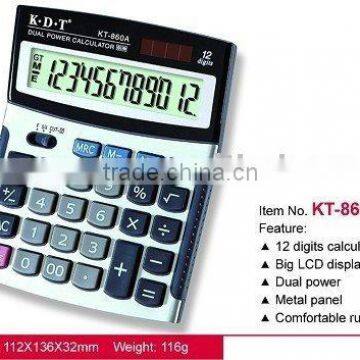 12 digits calculate desktop calculator with metal panel KT-860A