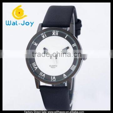 WJ-5347 trendy men and women fashion colorful face charming unisex lover leather watch