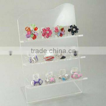 3 Layer Clear Acrylic L Shape Jewelry Ring Display Countertop Show Case Stand