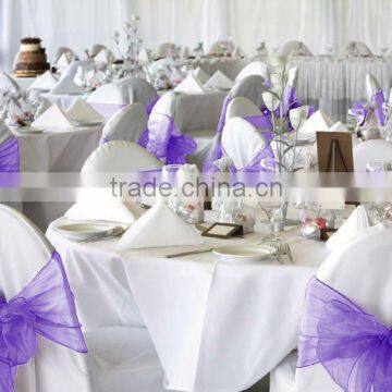 Purple cheap crystal organza chair sashes for weddings