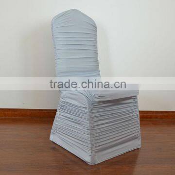 Pleated/ruffled silver spandex chair cover for sales