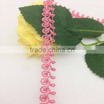 wenzhou kaiyuan manufacturer supply rose bud chain gimp polyester flower pink lace trim