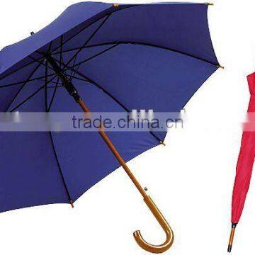 190T pongee 24"x8 ribs Auto open straight umbrella with wooden shaft and handle