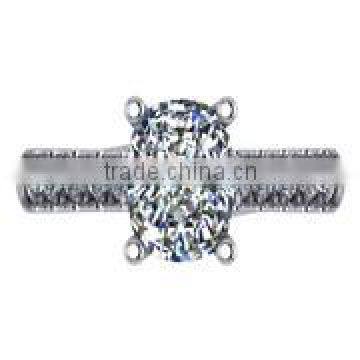 White Platinum Plated 925 Sterling Silver White Cz Ring Mount035