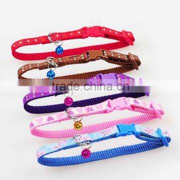 Fashion Printed Colorful Pet Dog Cat Collar With Bell