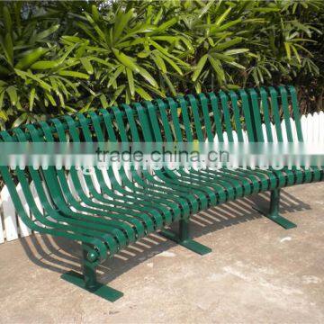 Powder coated steel curved outdoor bench metal park bench size