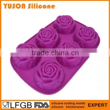 Cheap 3D Rose Flower Shaped Silicone Bundt Cookie Cake Mold