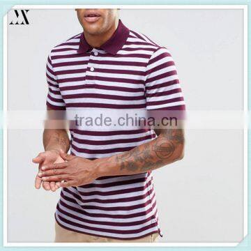 2016 Wholesale Custom Fitch Stretch Polo Contrast Collar Burgundy In Muscle Slim Fit