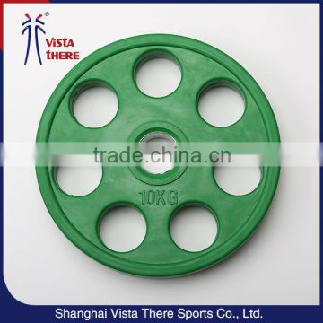 Fitness Body Building olympic seven holes rubber weight plates whosale