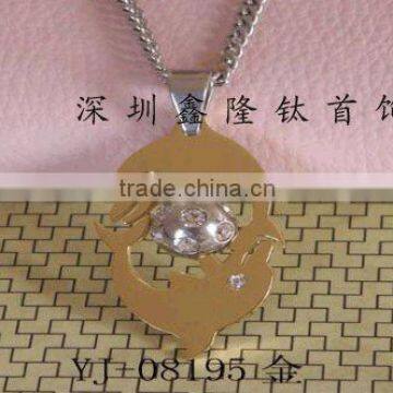 TC62 CZ Stones Double Gold Dolphin Necklace Pendant