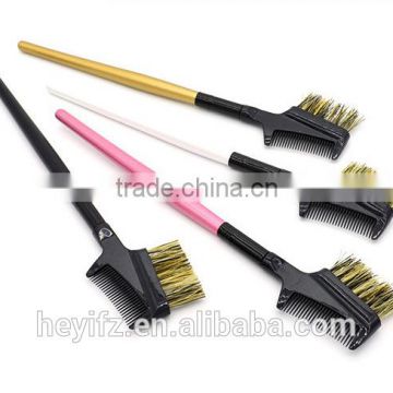 2016 Hot Selling Middle Size Multicolored Wooden Handle Natural Hair Brow Lash Brush With Brow Comb