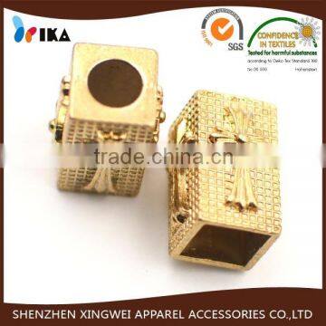 cool design cuboid metal stopper for cord gold plated