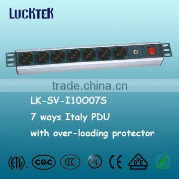 7 Ways Italy socket PDU with over-loading protector,Rack mount power