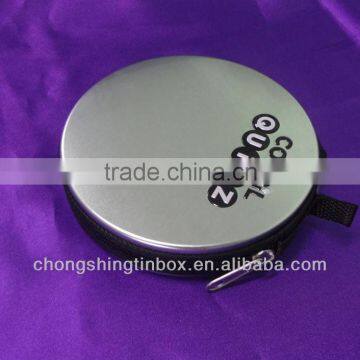 round zipper tin box