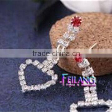 Hotsales Double Heart Shape Earrings Pendant Earrings Double Chains photo-4