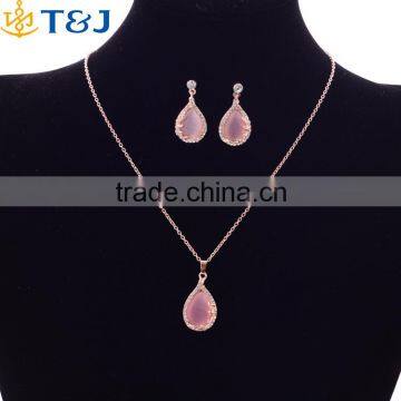 YiWu T&J Wholesale 2016 Cheap And High Quality Fashion Drop Design Opal Bridal Wedding Jewelry Set
