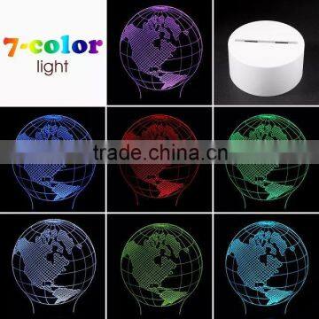 3D Optical Illusion Earth Night Lamp Night Light 10 Colorful LEDs Ultra-thin Acrylic Light Panel AA Battery or DC 5V photo-5