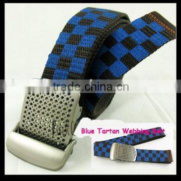 Blue Tartan Canvas Webbing Belt
