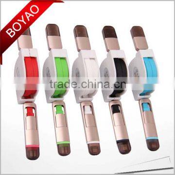 2016 Popular Design 2 in 1 Retractable Usb Cable, Noodle Retractable Usb Cable for Iphone & for Samsung photo-3