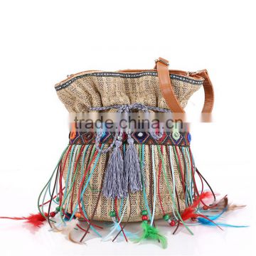 Hot Sale Woven multicolored Tassle Boho Handbags Women's Gypsy Shoulder bag Wholesale