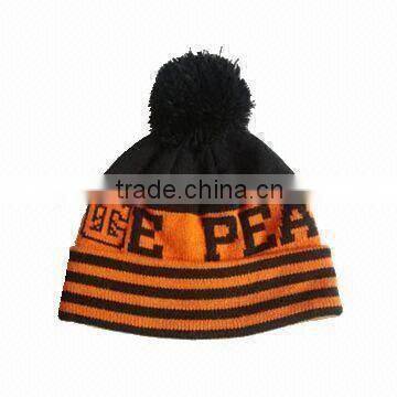 wholesale womens short beanie knit hat with top ball