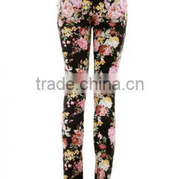 Floral Print Stretch Sexy Skinny Denim Jeans photo-2